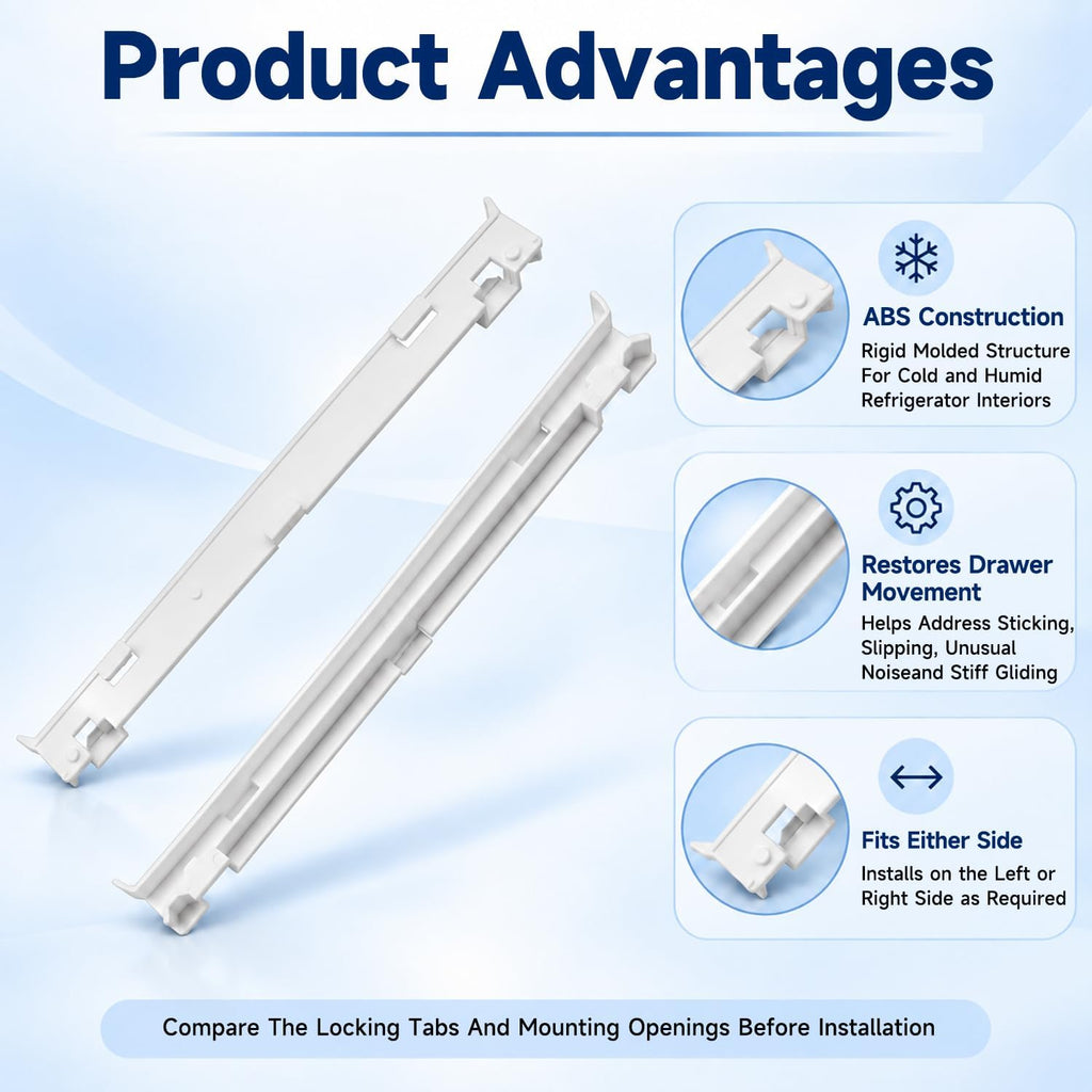 Refrigerator Crisper Drawer Slide Rail Compatible with Whirlpool WP2223320
