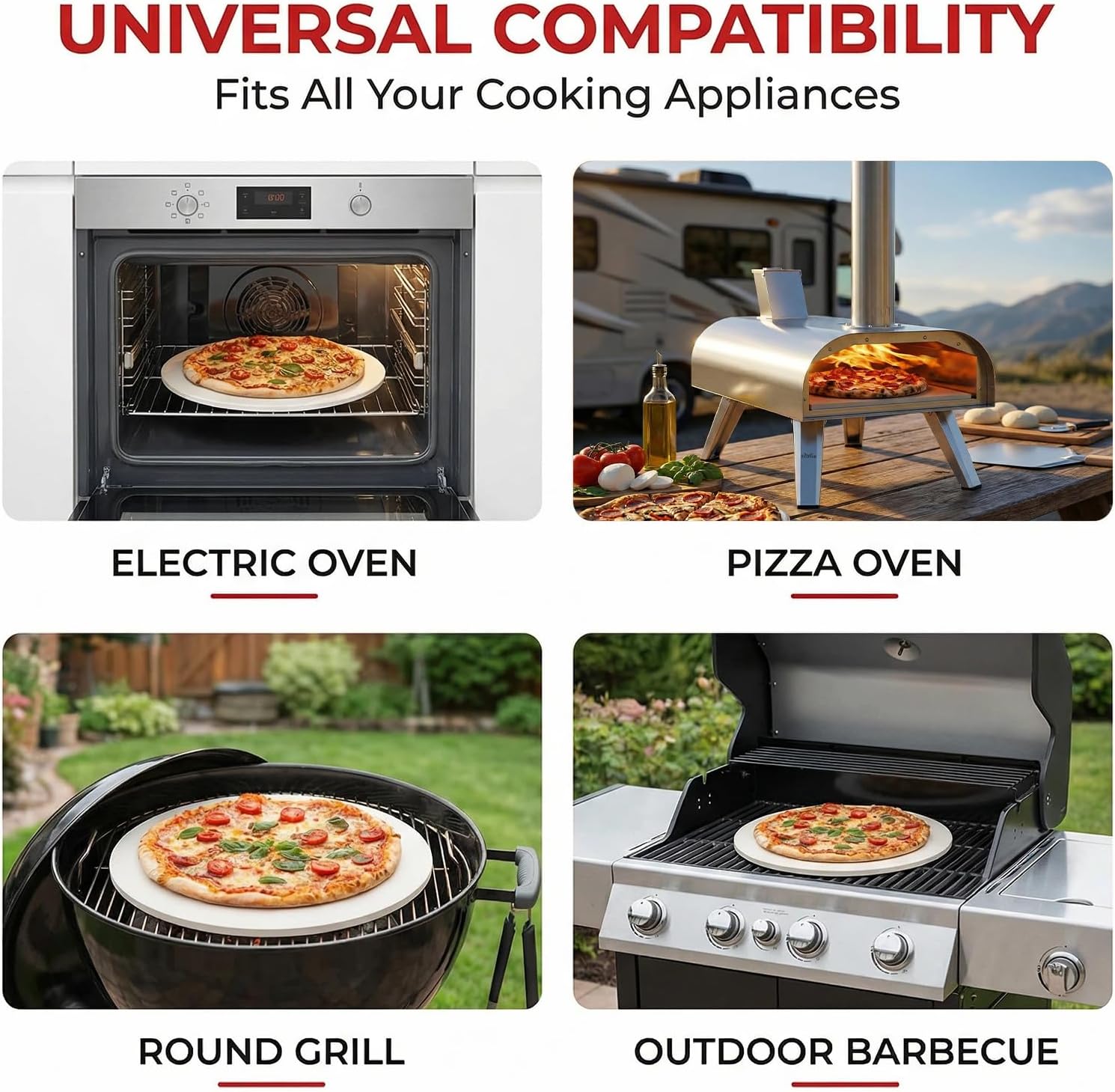 16 Inch Round Cordierite Pizza Stone, 1472°F Heat Resistant, Thermal Shock Resistant Baking Stone for Oven & Grill
