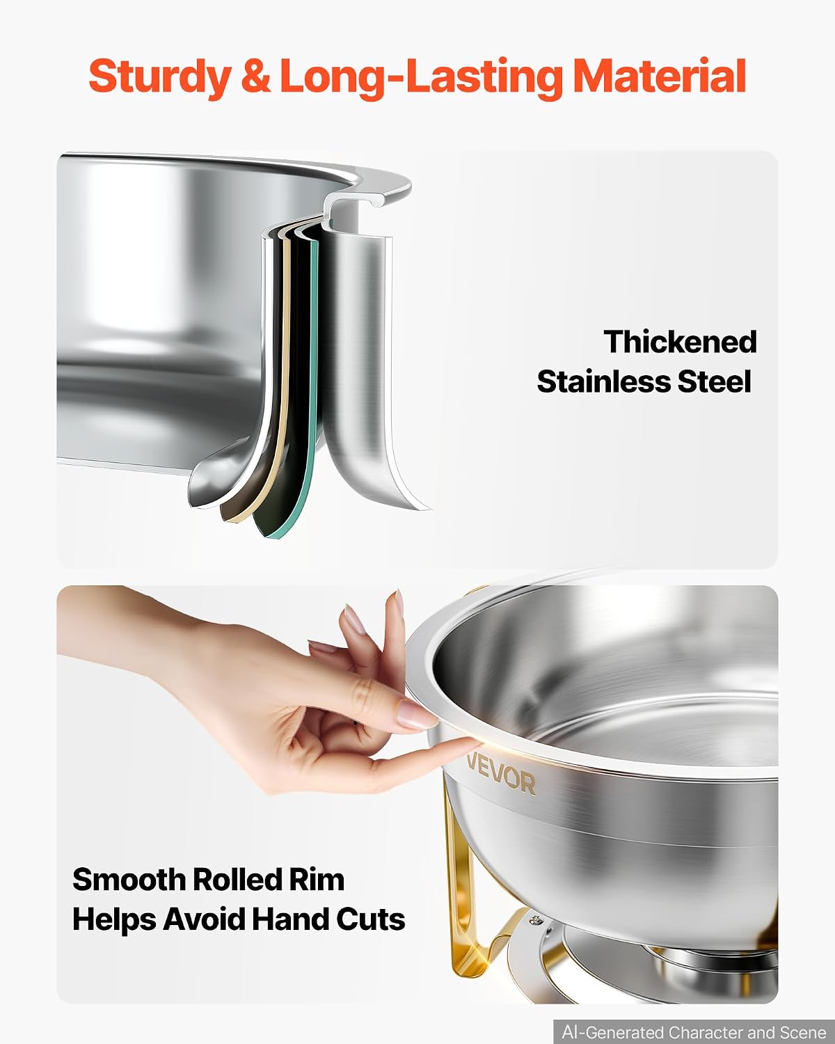 4 Packs Chafing Dishes for Buffet Set, 6QT Stainless Steel Chafer