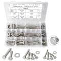 100PCS 1/4" 5/16" 3/8" Hex Lag Bolts Screws Washer Assortment Kit, Hexagon Head Lag Screws 304 Stainless Steel,Heavy