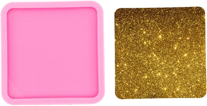 Super Shiny 9cm/3.54inch Square Shape Resin Coaster Mold Tray Silicone Molds Epoxy Resin Casting Molds DIY Geode