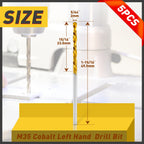 5PCS 5/64" M35 Cobalt Left Hand Drill Bits Set