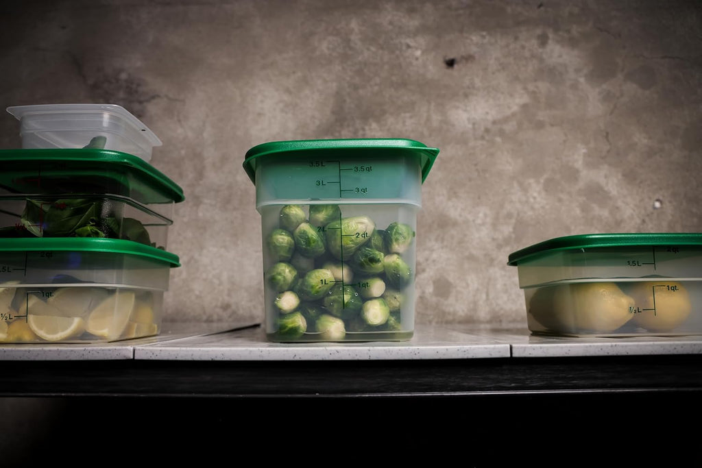 Food Storage Container with Lid (Microwave Safe and BPA-Free) - 2 Pack - Classic Series Square with Green Lid - 4 QT