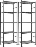 Storage Shelves - Set of 2, 5-Tier Metal Shelf Organizer, Space-Saving Garage Shelving with Leveling Feet, Standing
