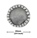 12 Pieces Stone Circle Metal Shank Buttons. 20mm (3/4 inch)(Gray Silver)