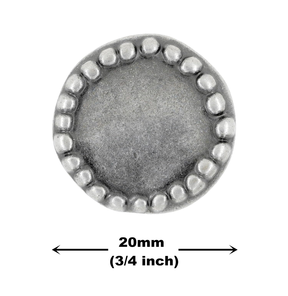 12 Pieces Stone Circle Metal Shank Buttons. 20mm (3/4 inch)(Gray Silver)