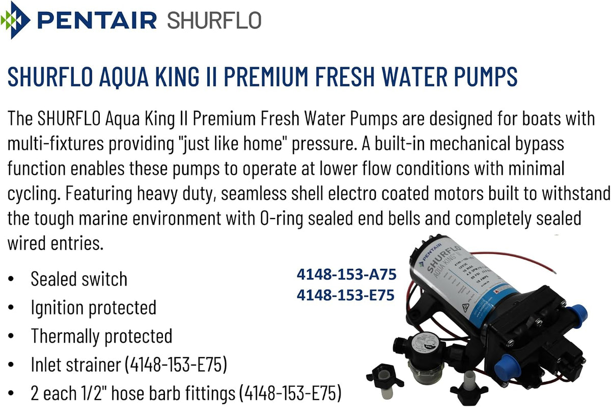 PENTAIR SHURFLO 4148-153-E75 Aqua King II Premium Fresh Water Pump 4.0