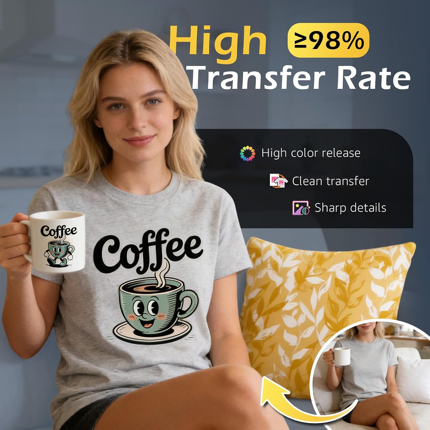 Sublimation Paper 8.5x11, 300 Sheets | Heat Transfer Paper for Inkjet Printer 125g with Thermal Sublimation Ink on