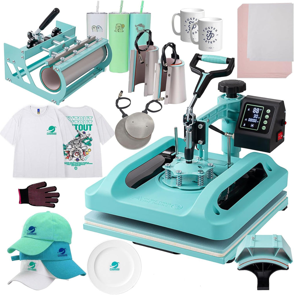 Heat Press 15x15 Inch, 8 in 1 Heat Press Machine with 30 OZ Tumbler Attachment, Professional Sublimation Machine for