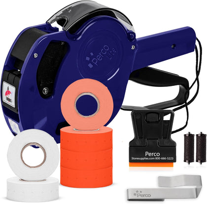 Lite 1 Line Price Gun Kit for Retail Business – Includes 2 White Rolls, 4 Fluorescent Red Rolls, Gun Clip & Ink