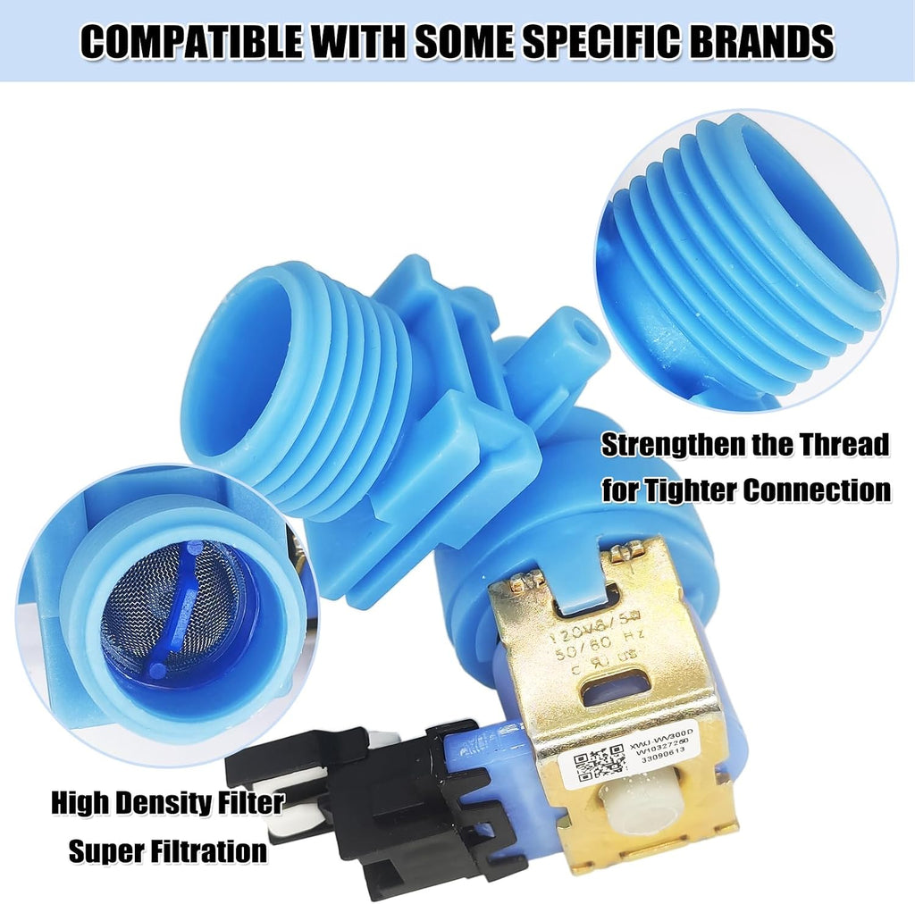 WPW10327249 Dishwasher Water Inlet Valve Replacement for Whirlpool, Kenmore, KitchenAid, Maytag - Replaces W10316814, W11130743, AP6019618, EAP11752927, PS11752927