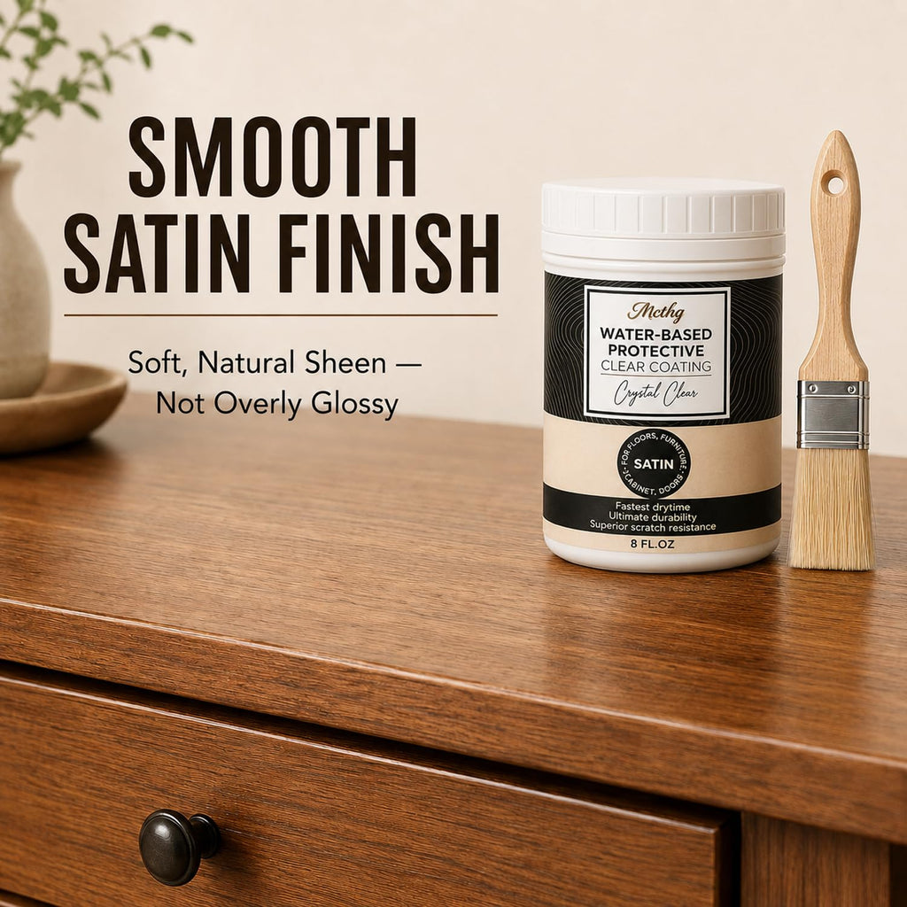 Water-Based Polyurethane for Wood, Clear Satin Finish, 8 fl oz