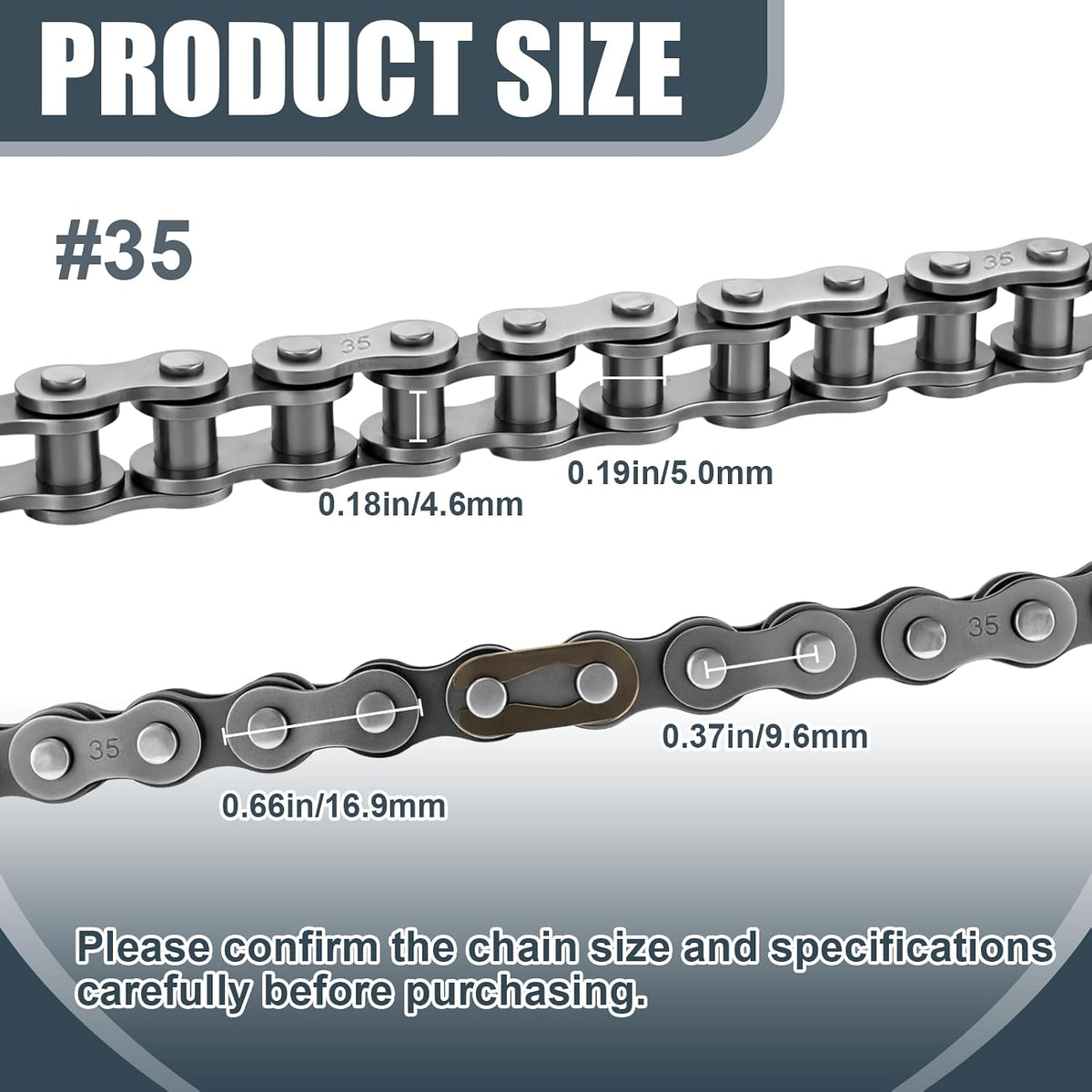 Podoy #35 Roller Chain 10FT 320 Links with Chain Breaker & 5 Master Links