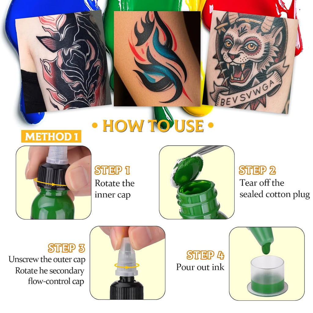 Tattoo Ink 5 Colors 1oz 30ml Tattoo Supply Black Pigment Natural Plant Tattoo Ink Pigment Permanent Makeup Tattoos