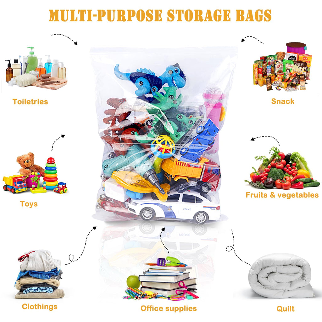 3 Gallon Large Zipper Bags for Storage, 16" x 19" (10 Count)