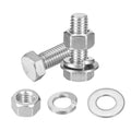 uxcell 20Set Hex Head Screw Bolt, 1/2-13 x 1-1/2" 304 Stainless Steel Fully Threaded Screw Bolt with Nuts, Flat & Lock Washers, Silver