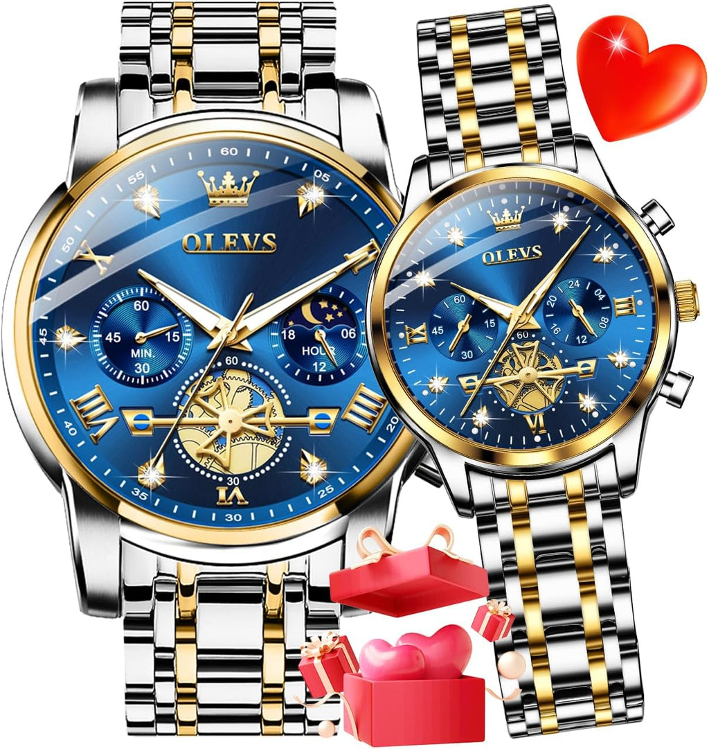 Couple Watch His and Her Set Matching Watch Mens Womens Diamond Romantic Valentine’s Day
