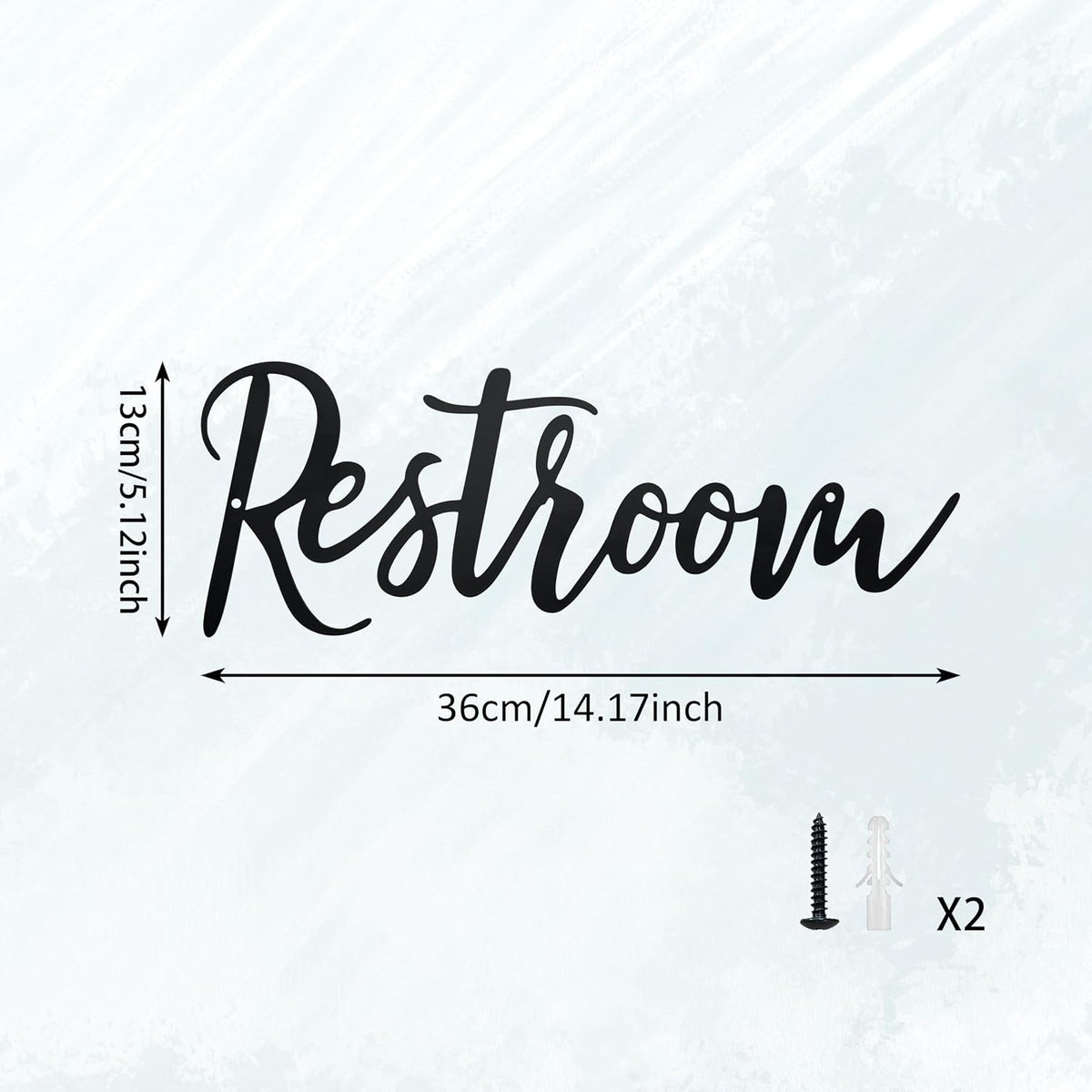 Restroom Sign Metal Wall Art Decoration, Black, 14.17 x 5.12 inch