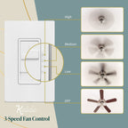 TOPGREENER 3-Speed Ceiling Fan Wall Switch, Single-Pole, White, 1 Pack