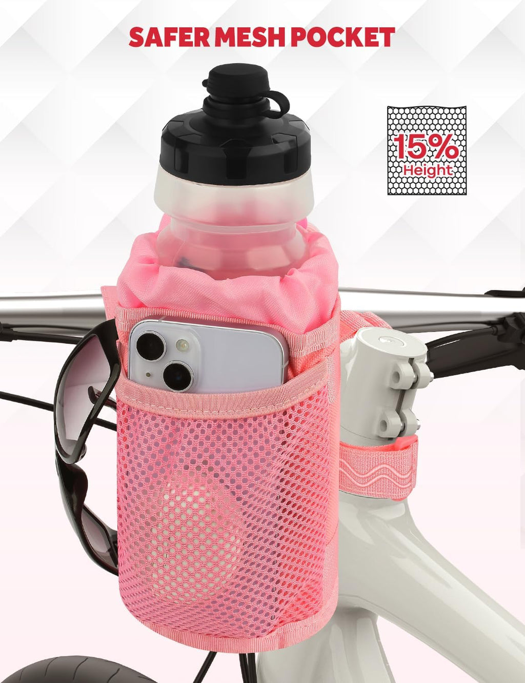 Bike Cup Holder, Bicycle Water Bottle Holder for Bike Handlebar | Bike Water Bottle Holder Handlebar with Mesh