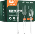 540 Clear Plastic Silverware, Heavy Duty Disposable Cutlery Set