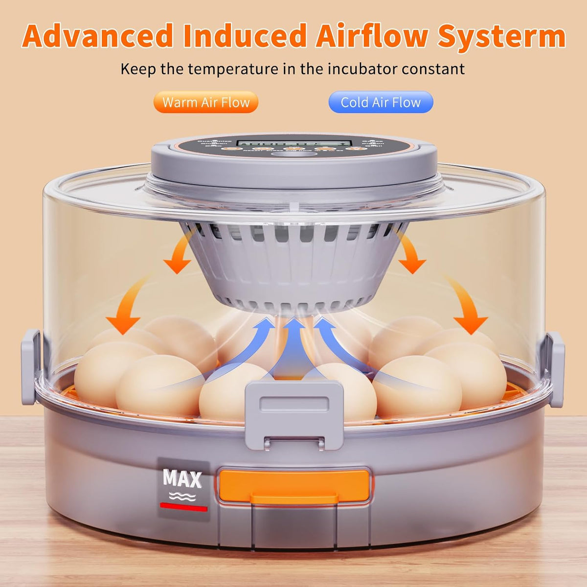 12 Egg Incubators for Hatching Eggs, Automatic Egg Turning & Humidity Control Intelligent Temp Eggs Candler for