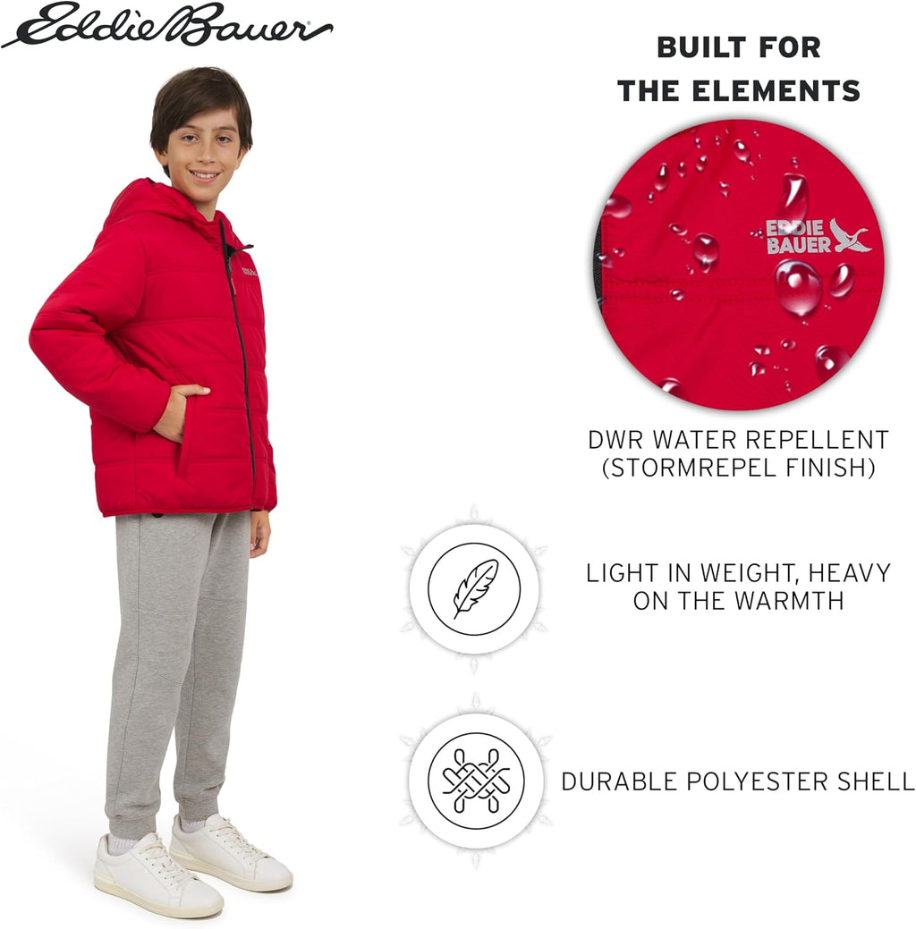 Eddie Bauer Boys' Deer Harbor Reversible Faux Fur Lined Insulated Puffer Jacket