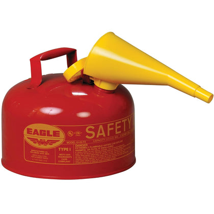 2.5 Gallon Type I Red Safety Gas Can for Gasoline | Flame Arrester, Self-Closing Lid, and F-15 Funnel, Made in the