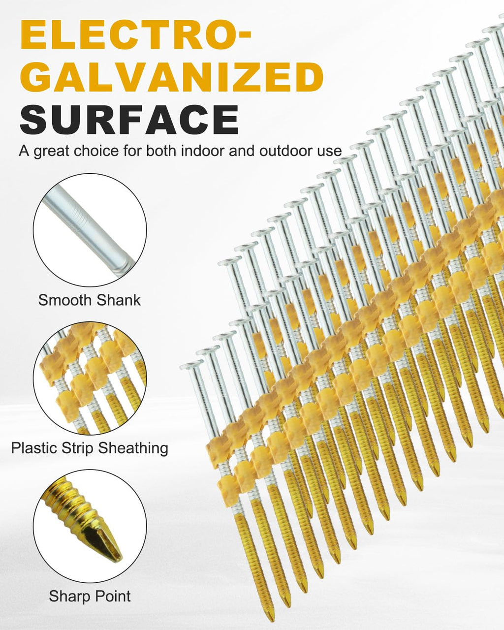 1000 Count Framing Nails, 3Inch x 0.131Inch 21 Degree Framing nails