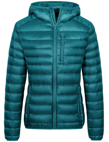 Women's Packable Down Jacket Windproof Hiking Coats Teal Blue M