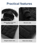 Women's Hooded Warm Winter Faux Fur Thicken Fleece Parkas Long Sherpa Coat M Black