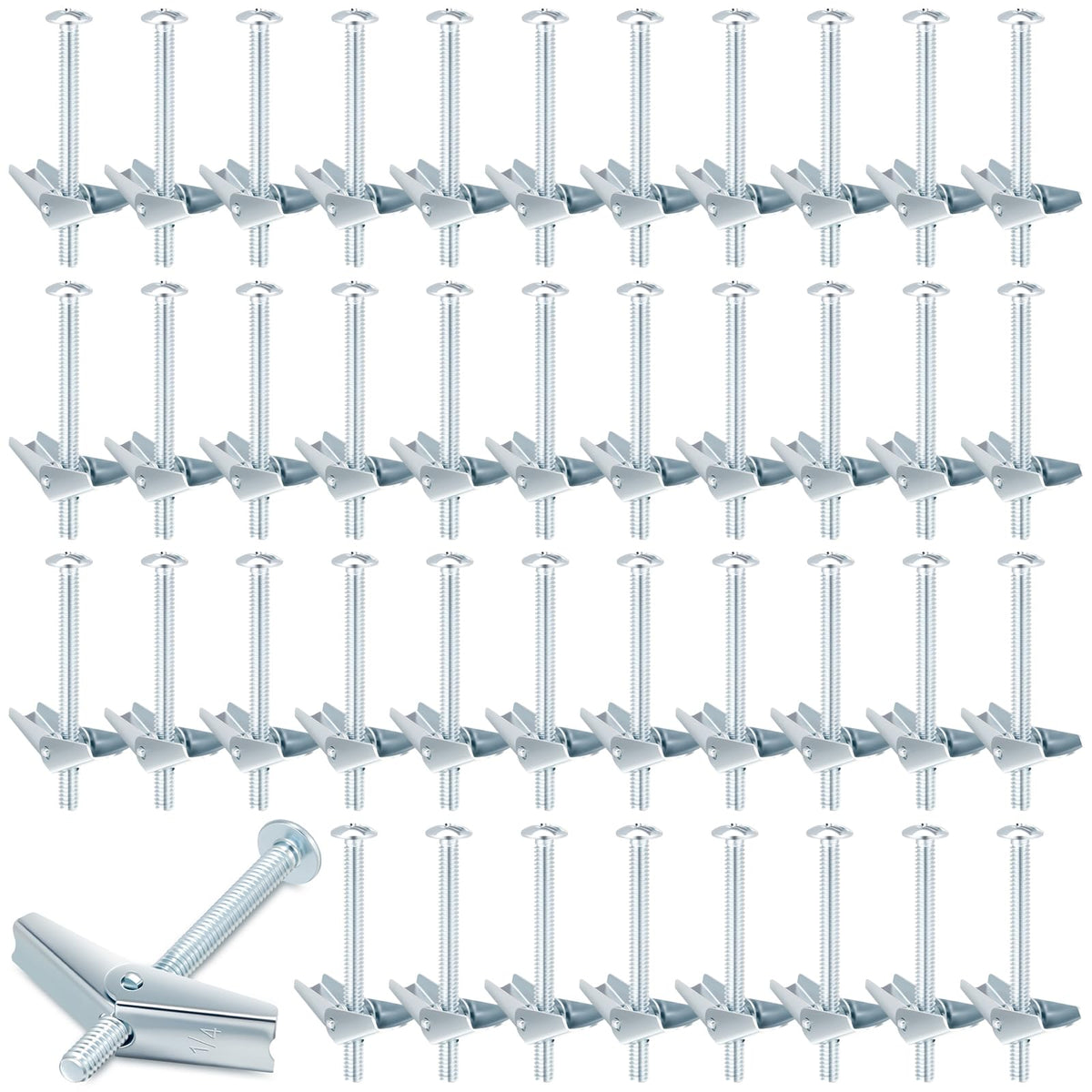 200 Pcs 1/4" X 3" Toggle Bolts and Wing Nut Wall Anchor for Drywall