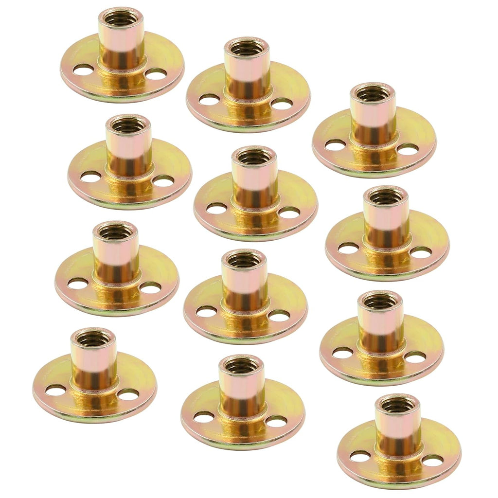 Hordion 12Pcs 3/8"-16 Carbon Steel T Nuts, Round Base Plate Nut