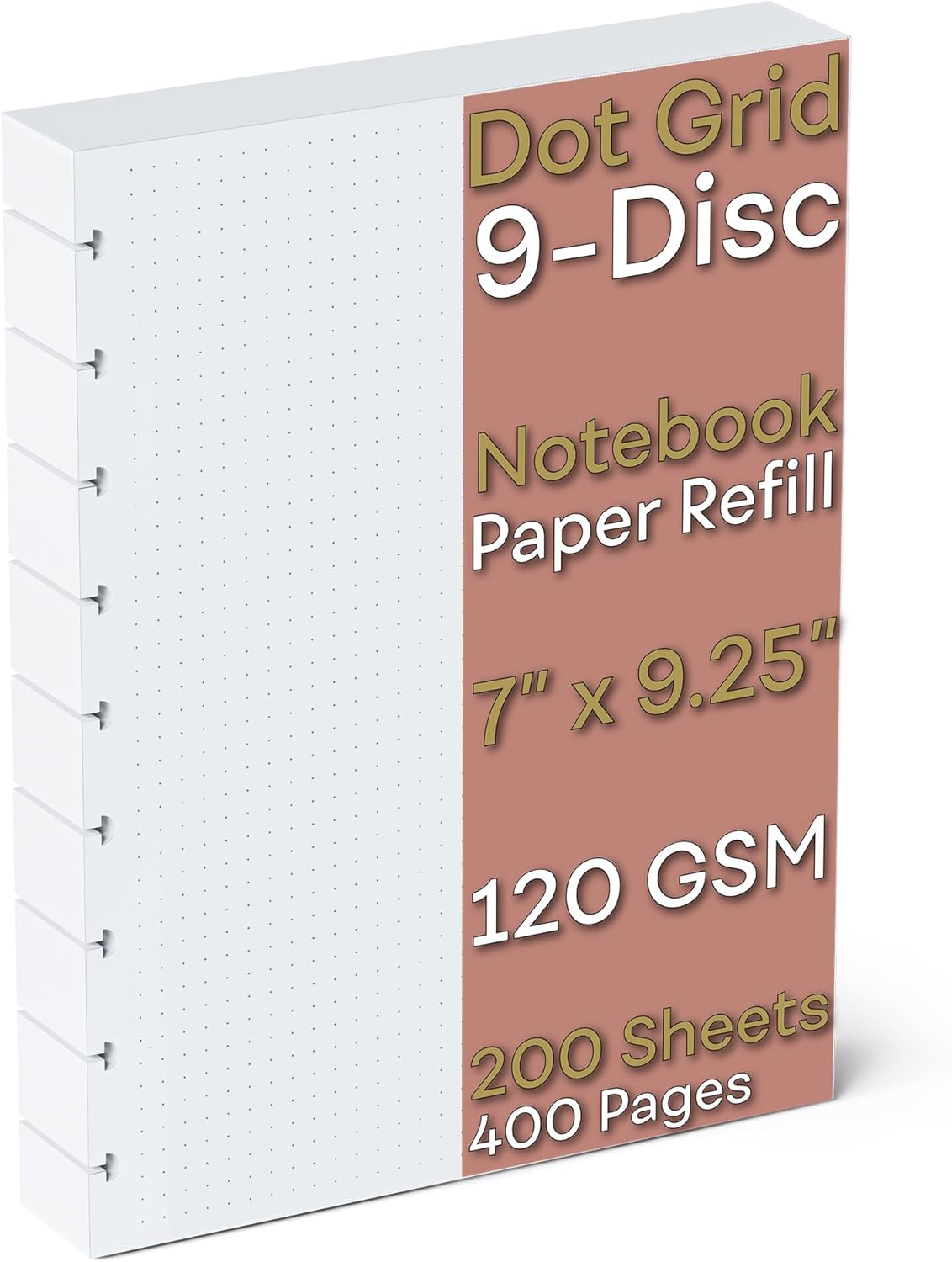 Discbound Dotted Grid Paper, 120 GSM Refill, 200 Sheets (400 Pages), 9 Disc Pre-Punched Happy Planner Inserts, Loose