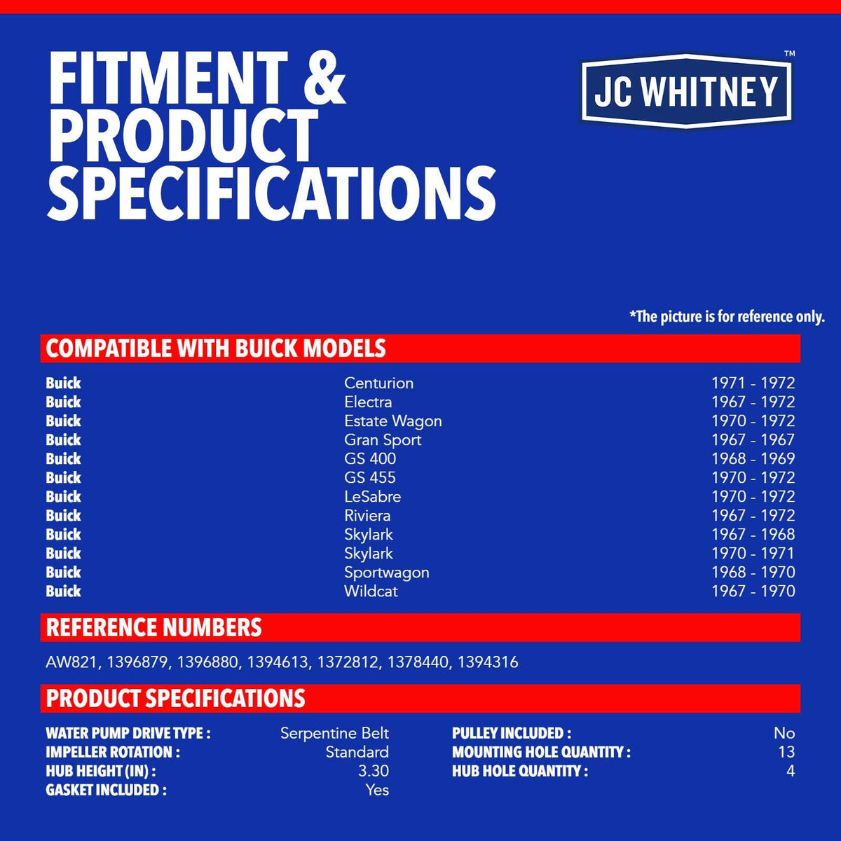 JC Whitney Engine Water Pump with Gasket