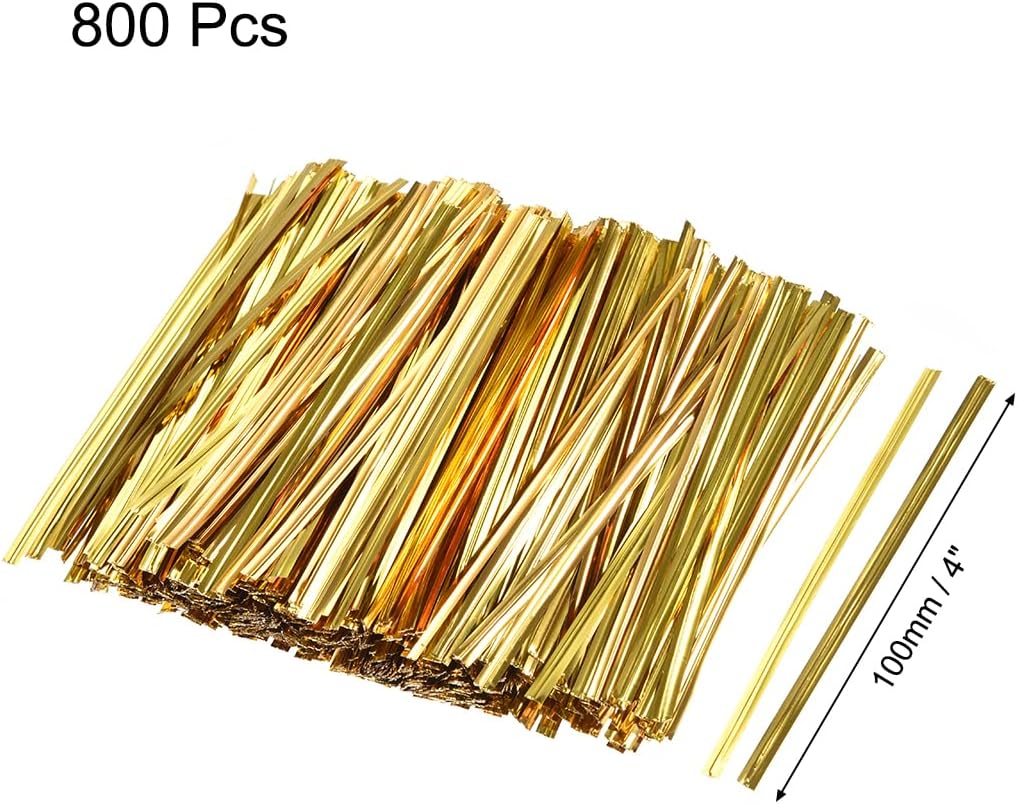 4 Inches Metallic Twist Ties for Bags Gold 2000pcs