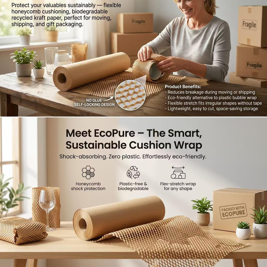 Honeycomb Packing Paper 20"x295' Eco-Friendly for Moving