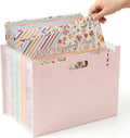 12x12 Scrapbook Paper Storage Organizer with 13 Expandable Pocket, Large Scrapbook Storage for Craft Room