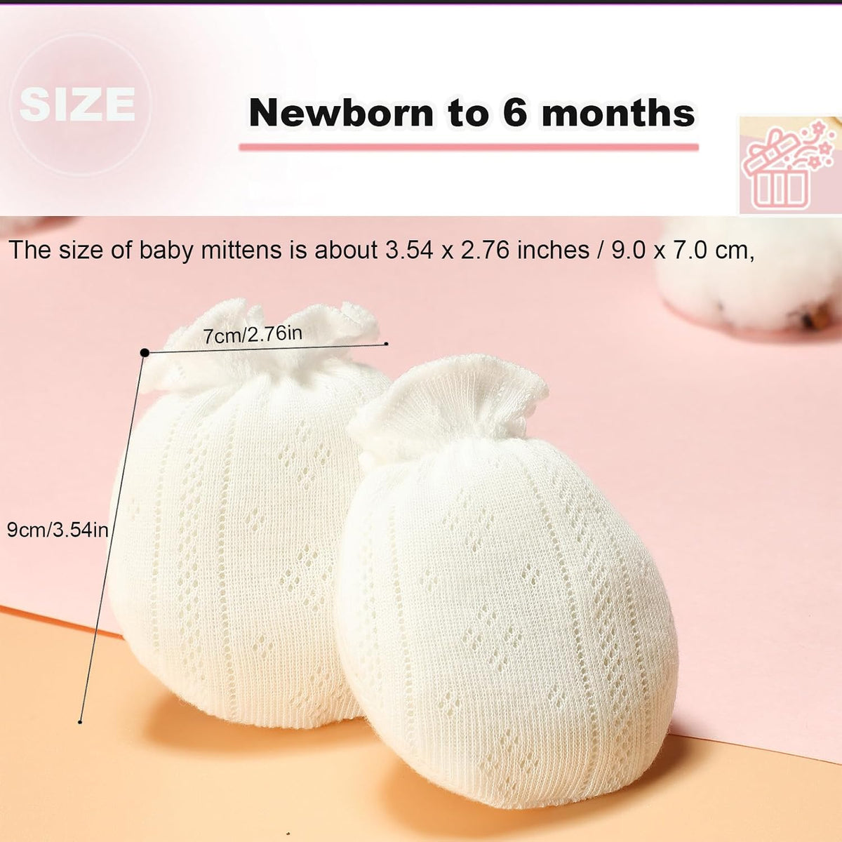Baby Mittens Newborn Girl 0-6 Months No Scratch Ruffle Mesh 5-Pack