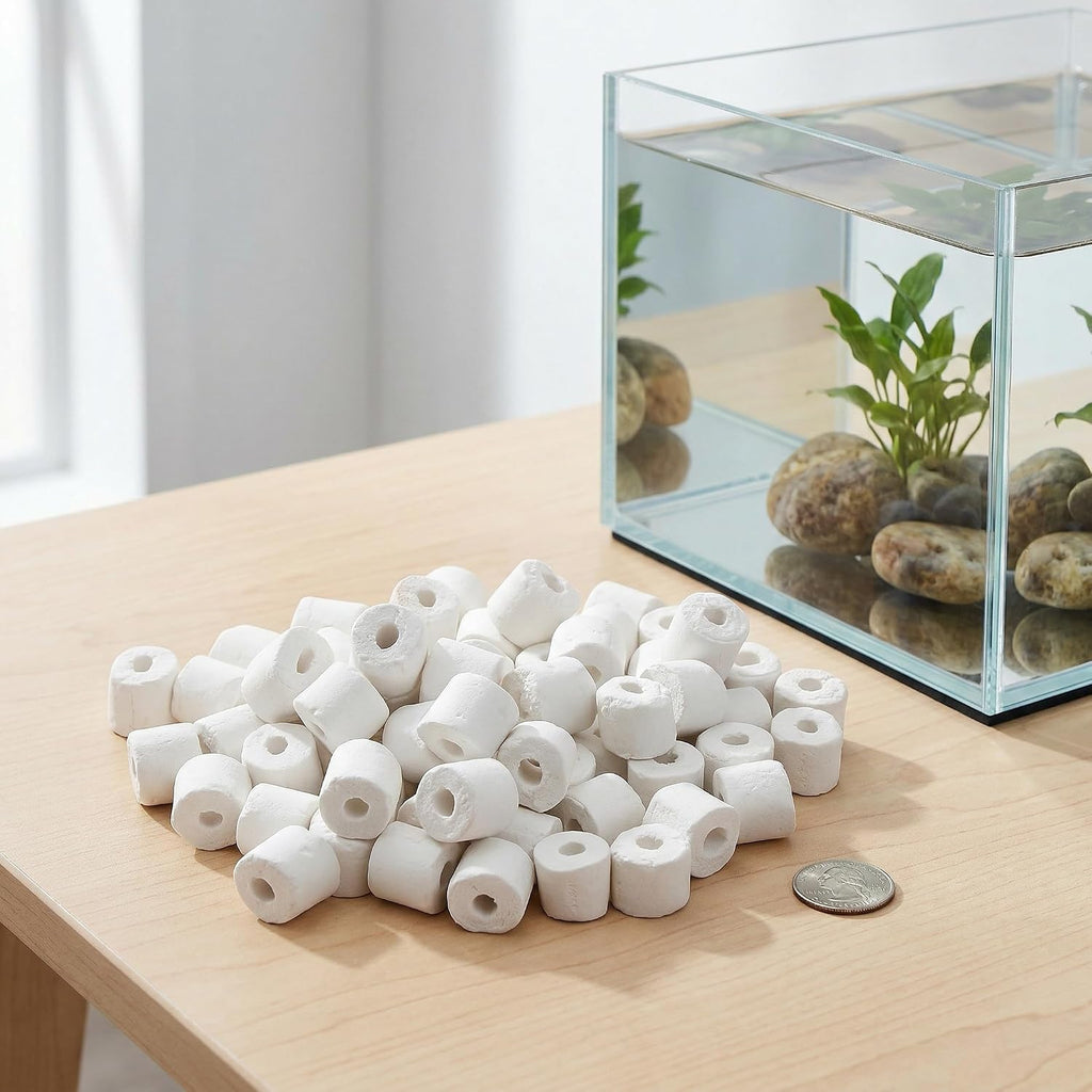 6 Lb Aquarium Filter Media Ceramic Rings, Premier Bio Filter Medias with Zipper Mesh Bags for Koi Pond, Canister