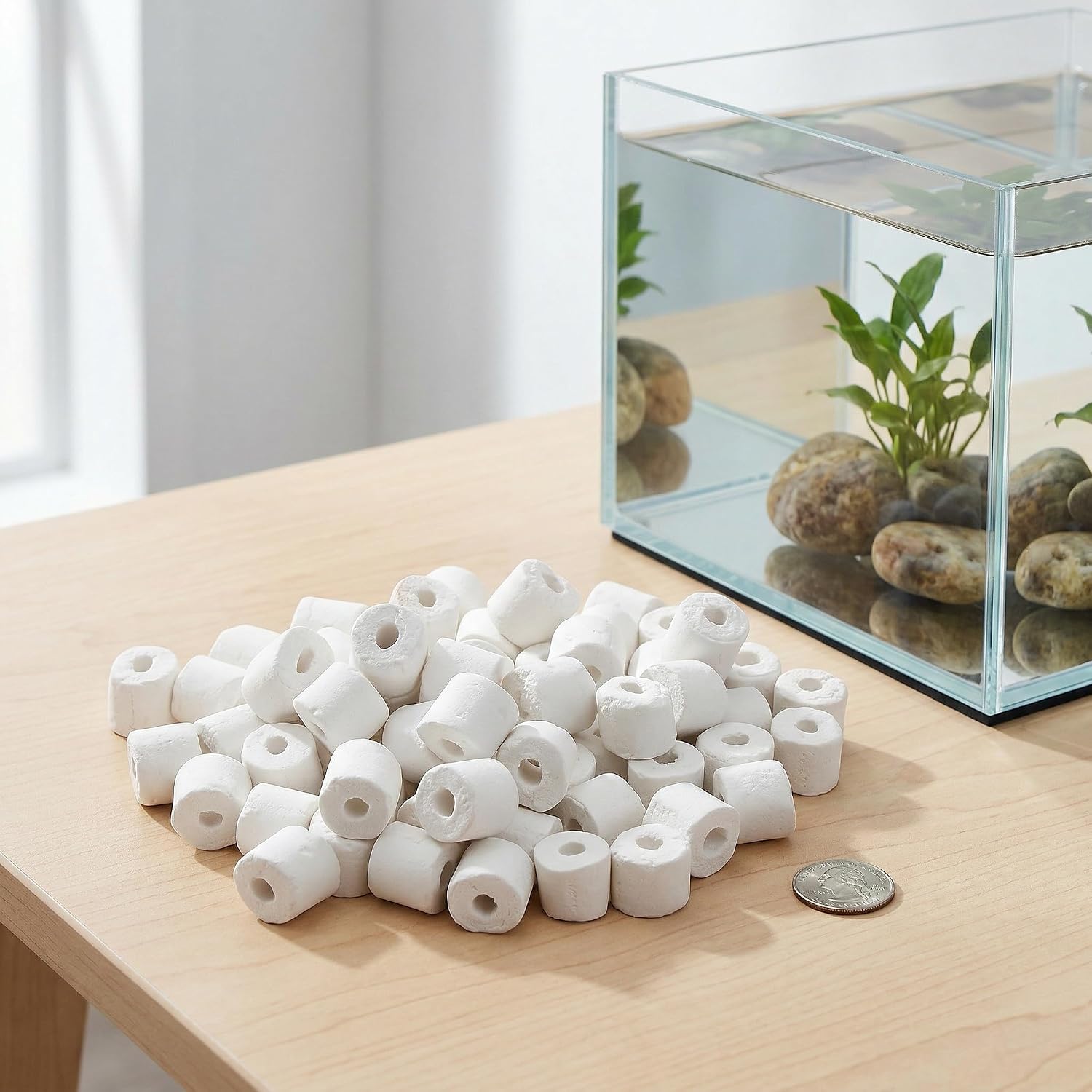 6 Lb Aquarium Filter Media Ceramic Rings, Premier Bio Filter Medias with Zipper Mesh Bags for Koi Pond, Canister
