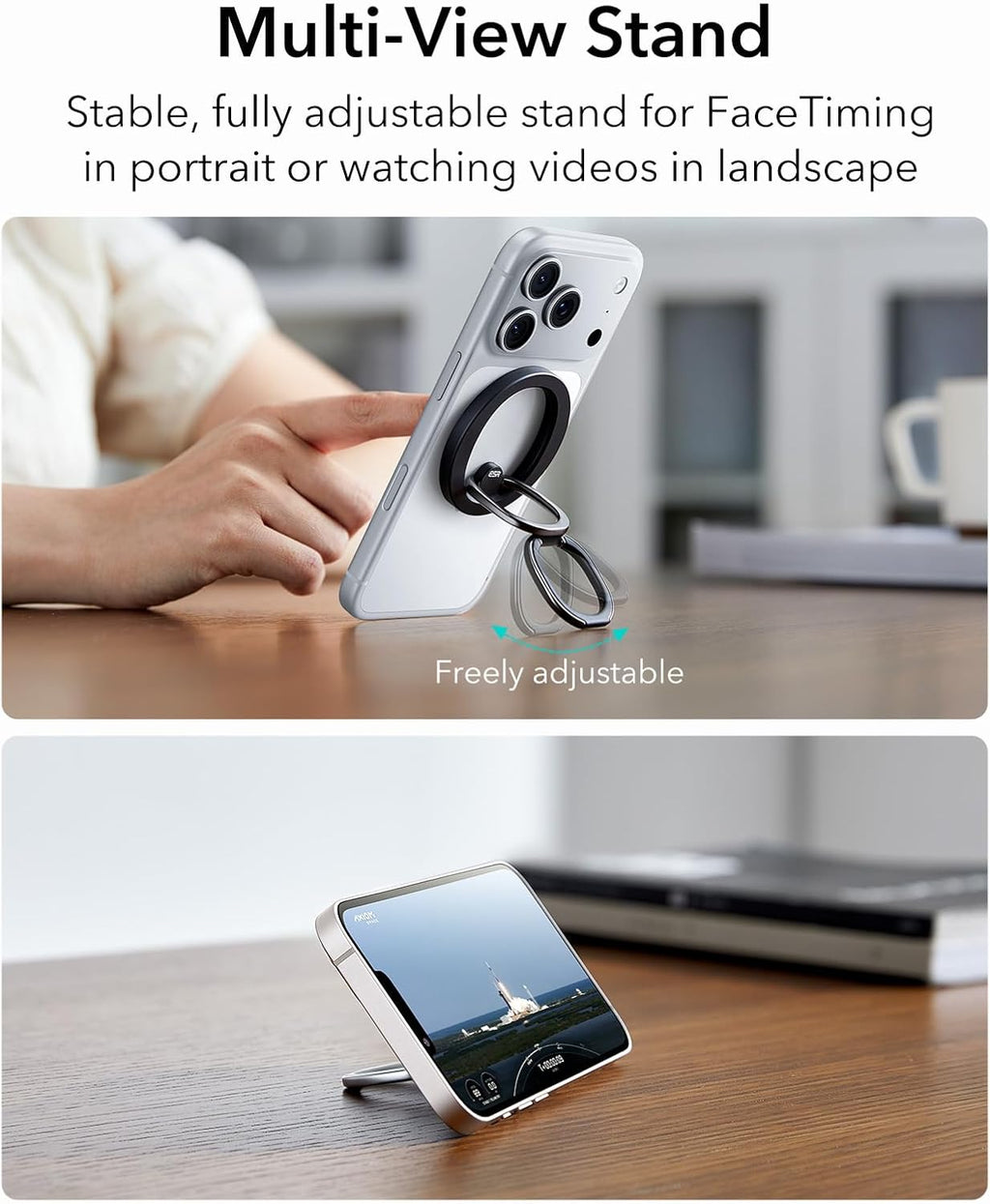 for MagSafe Phone Grip for iPhone 17-12, 2-Way Magsafe Ring Holder | Magnetic Phone Grip, Magnetic Phone Grip for