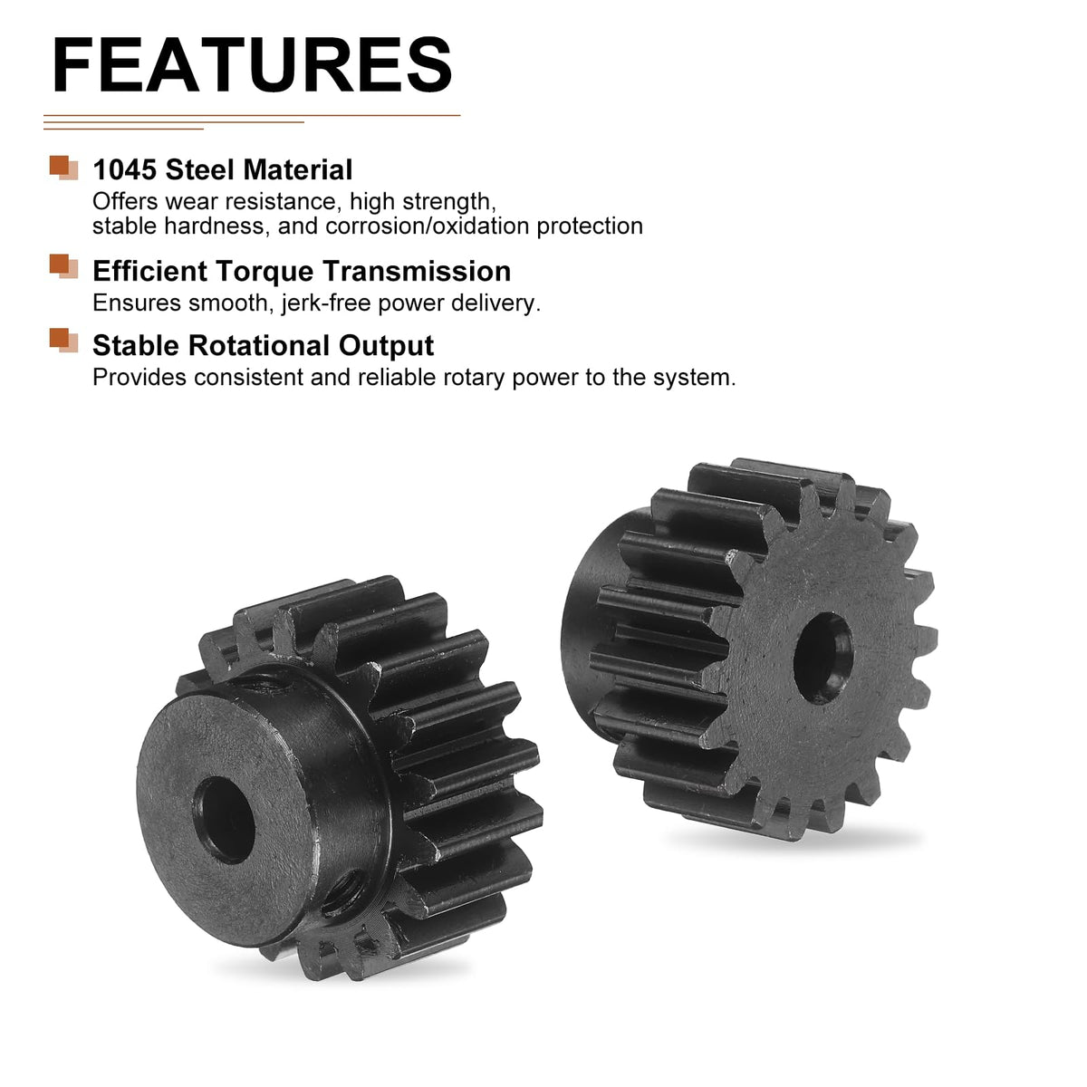 DTGN Spur Gear 1.5Mod 18 Teeth 12mm Thickness 6mm Bore 2Pcs