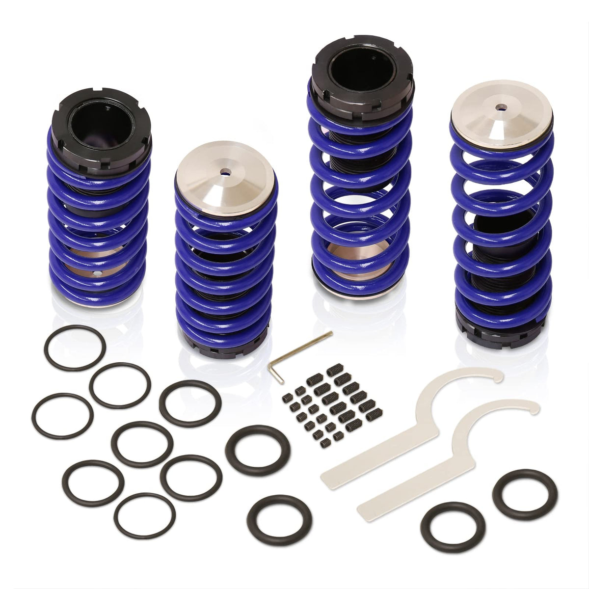 Height Adjustable Suspension Performance Lowering Springs Coilover Scaled Sleeves Kit Blue Compatible/Replacement For