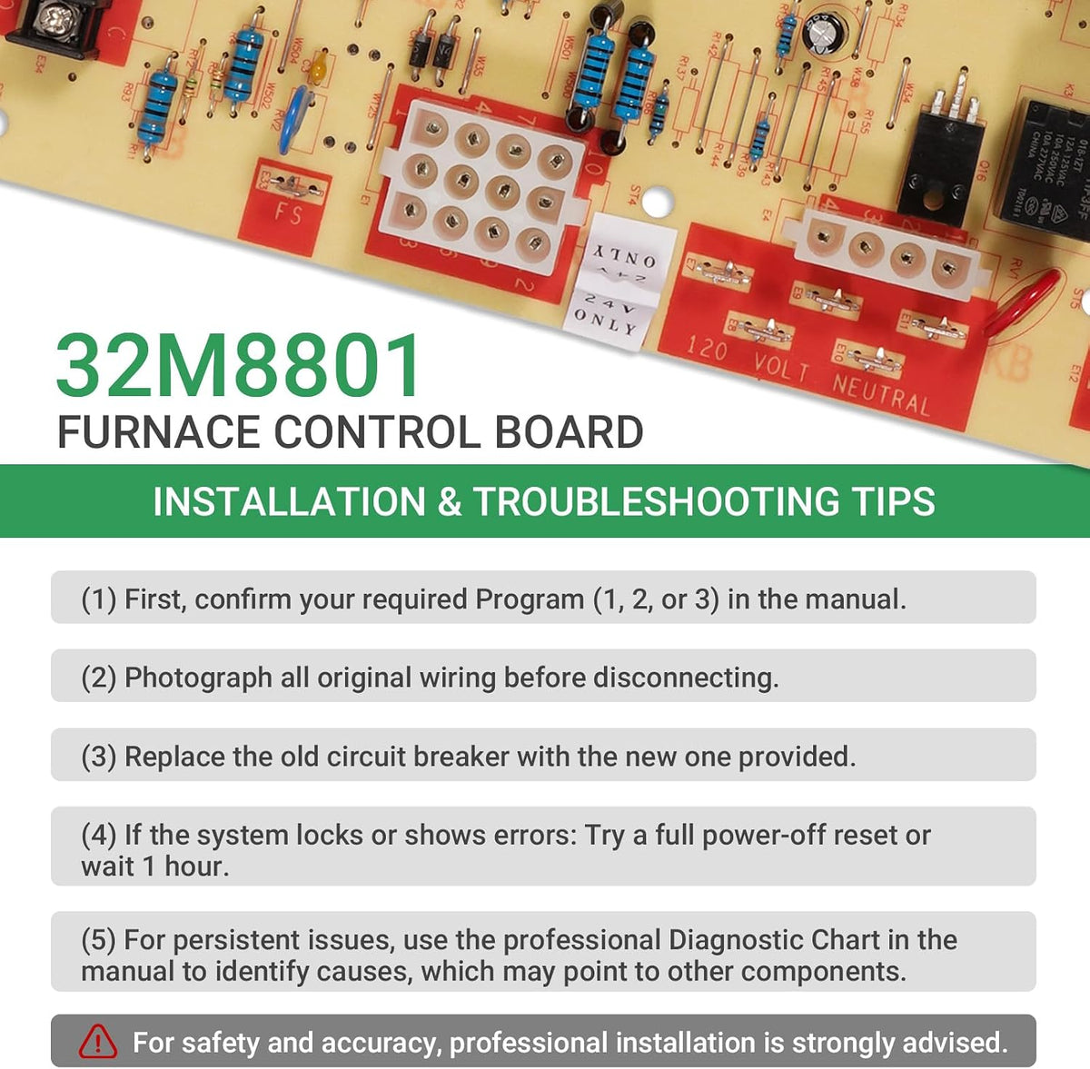 32M8801 Furnace Control Circuit Board Compatible with Lennox, Replace 10M9301 12L6901 56L8401