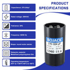 BOJACK 270-324 uF/MFD 250 VAC 50/60 Hz Universal Round Start Capacitor Electric Replacement Parts