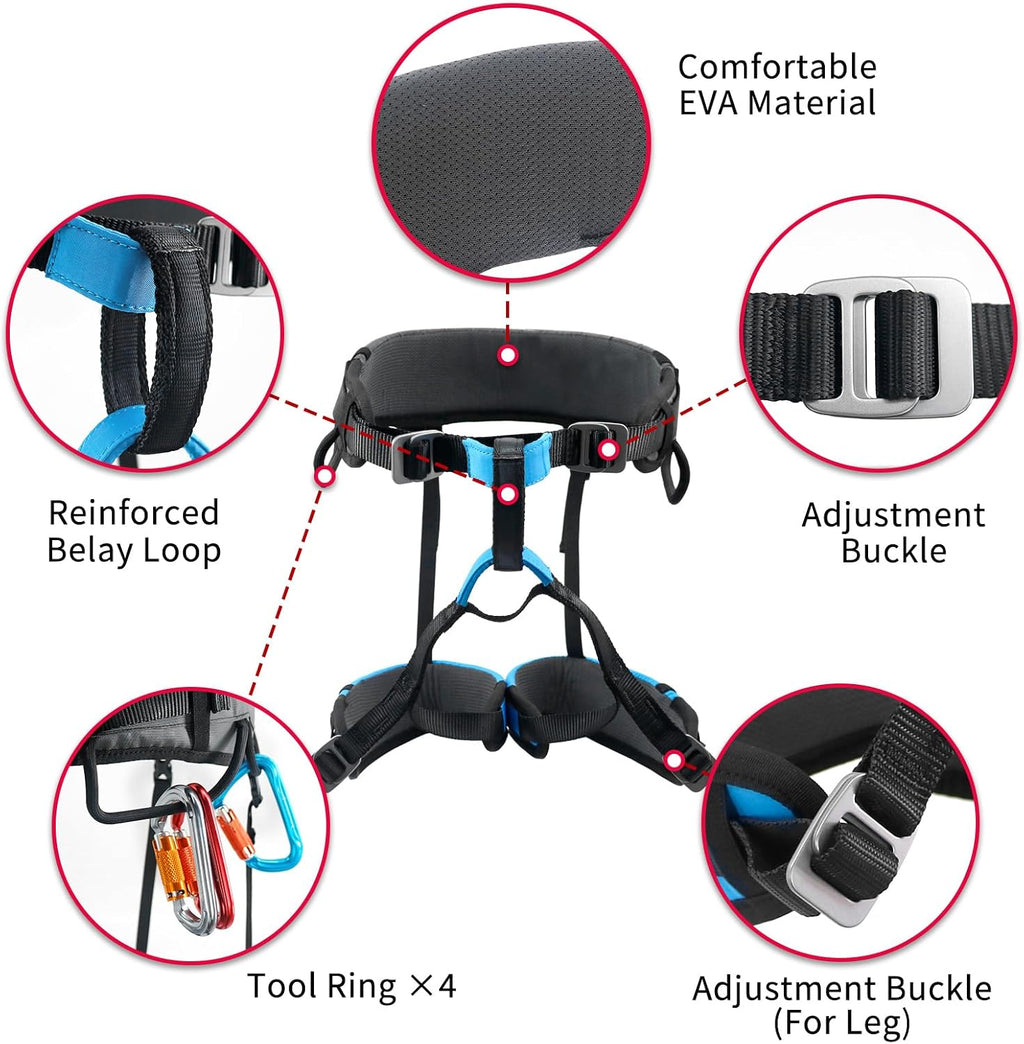 Climbing Harness, Mountaineering Rock Climbing Harness, Men Women Tree Ice Climbing Half Body, Safety Belt Rappelling