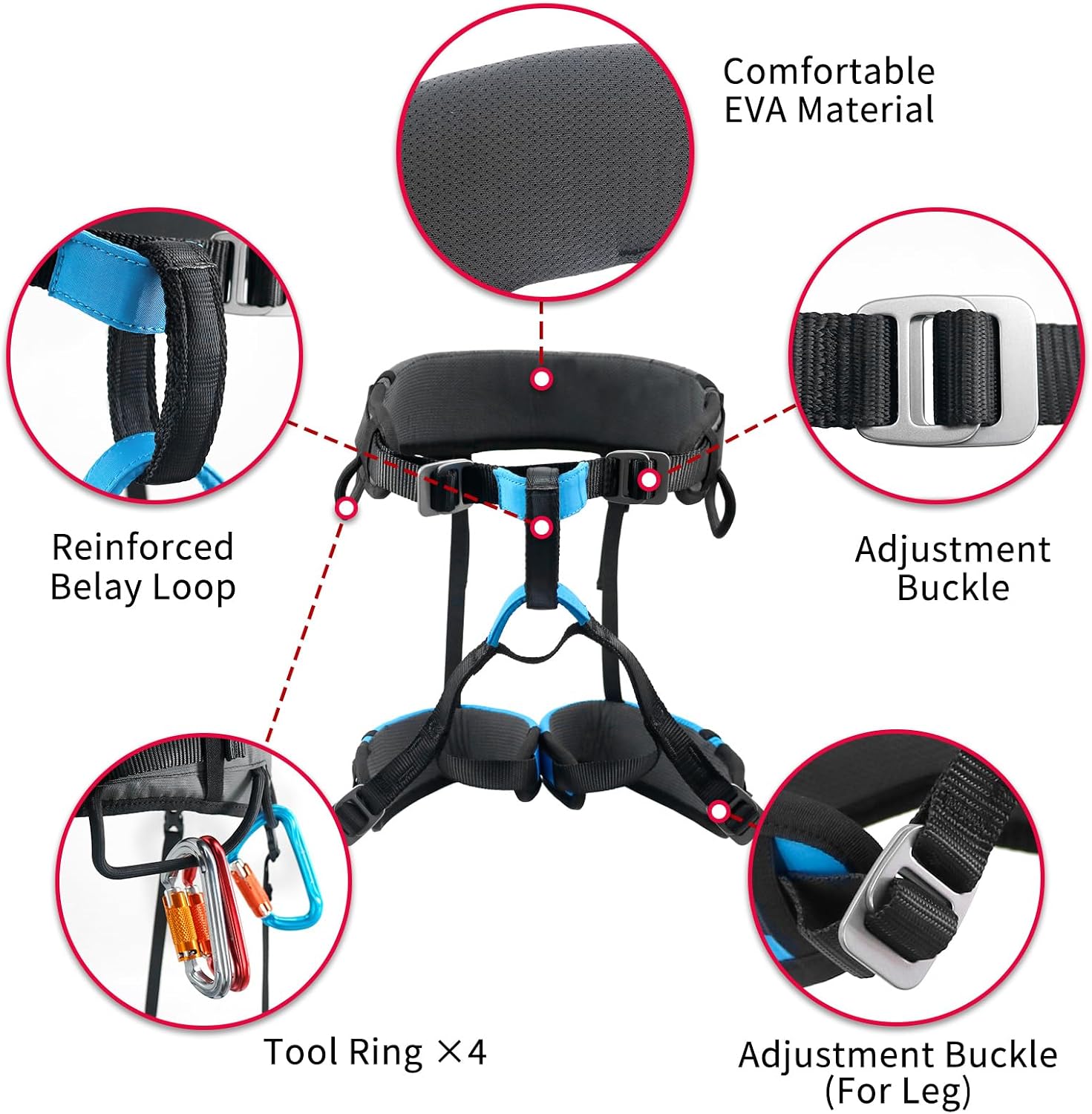 Climbing Harness, Mountaineering Rock Climbing Harness, Men Women Tree Ice Climbing Half Body, Safety Belt Rappelling