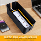 Eichzer Cable Management Box with Lid, Three Entry/Exit Slots, Black