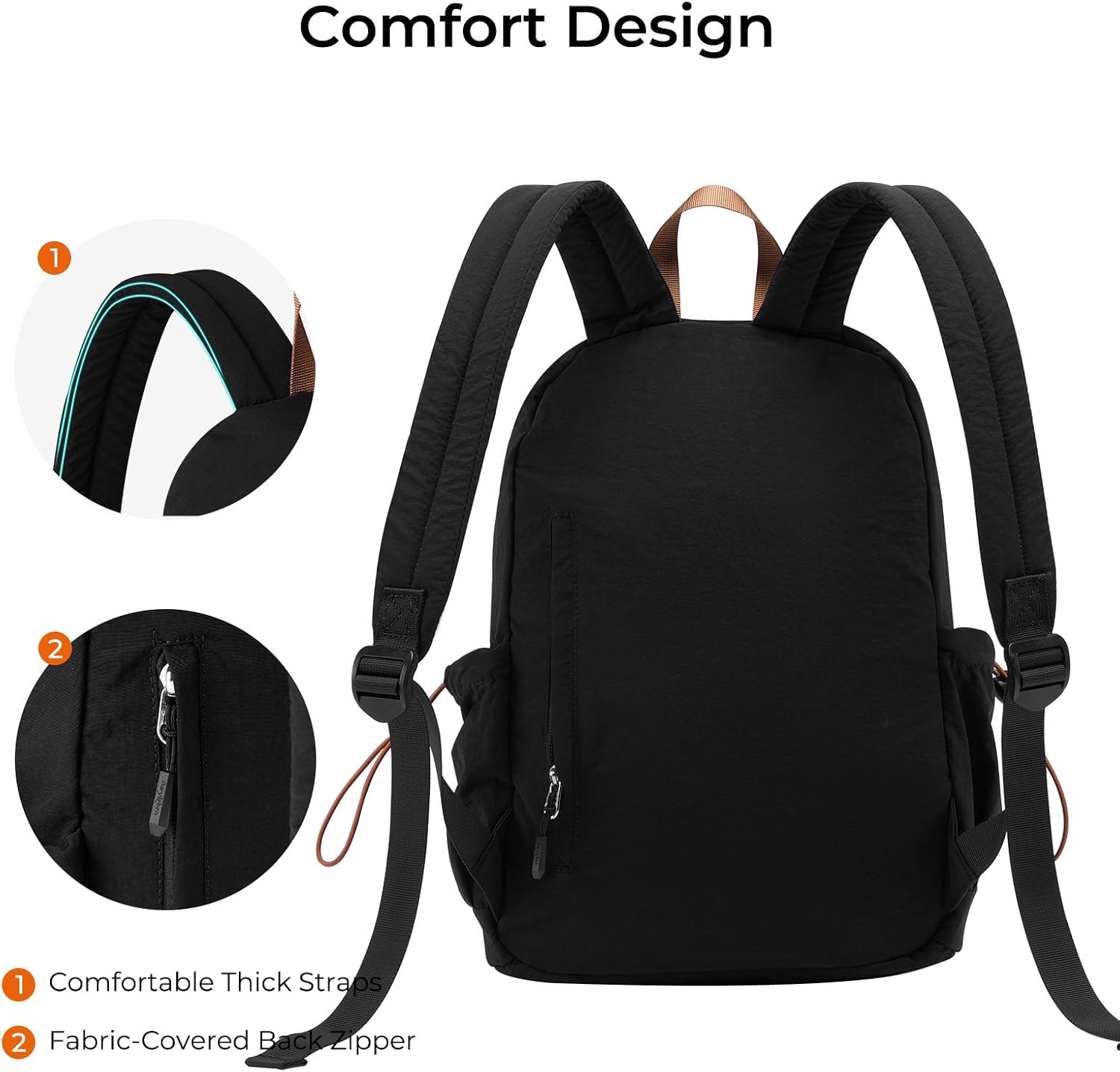 Cute Backpacks for Girls Boys Kids, Lightweight Small Bookbag, Black | Water-Resistant Casual Daypack with 13.3"